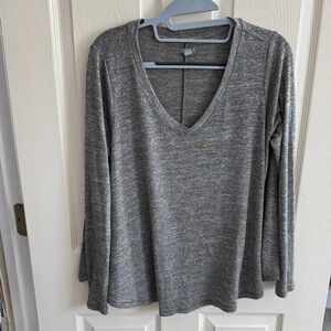 Aerie Heather Gray V-Neck Long Sleeve Top